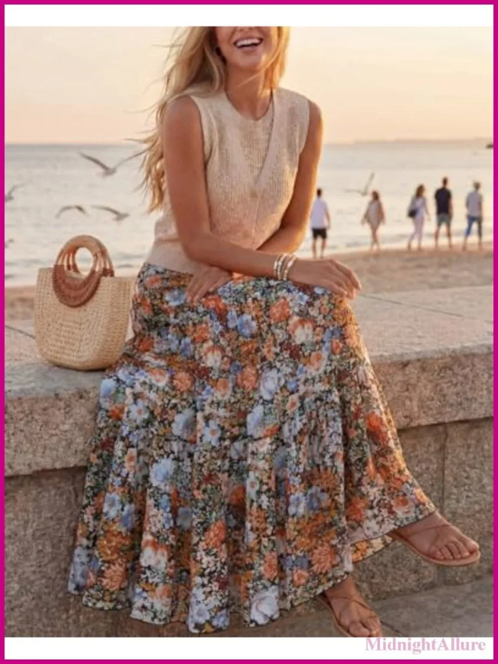 Chiffon Pleated Maxi Skirt Elastic High Waisted Boho A-Line Flowy Long Skirt